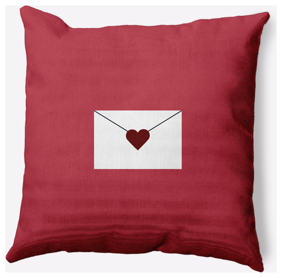Love Letter Valentines Decorative Throw Pillow, Maroon, 16"x16"