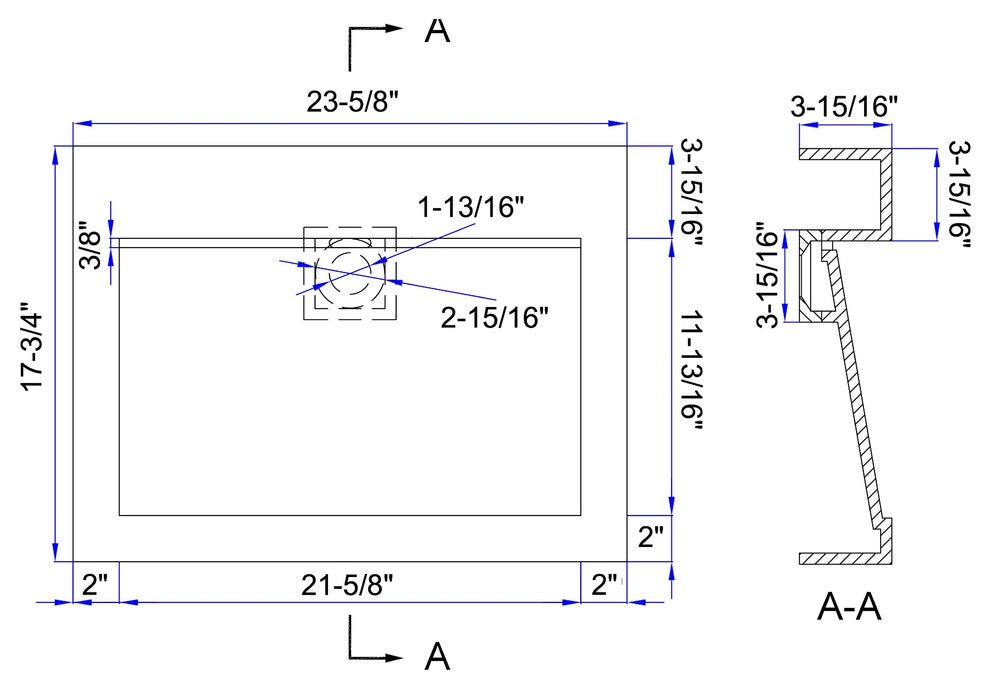 ADM Rectangular Wall Mounted Sink, White, 24", Matte White