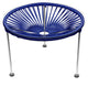 Zicatela Indoor/Outdoor Handmade Side Table, Deep Blue Weave, Chrome Frame