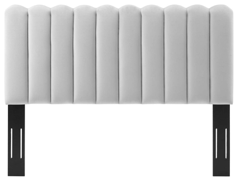 Headboard, King Size, Velvet, Light Gray, Modern Contemporary, Bedroom
