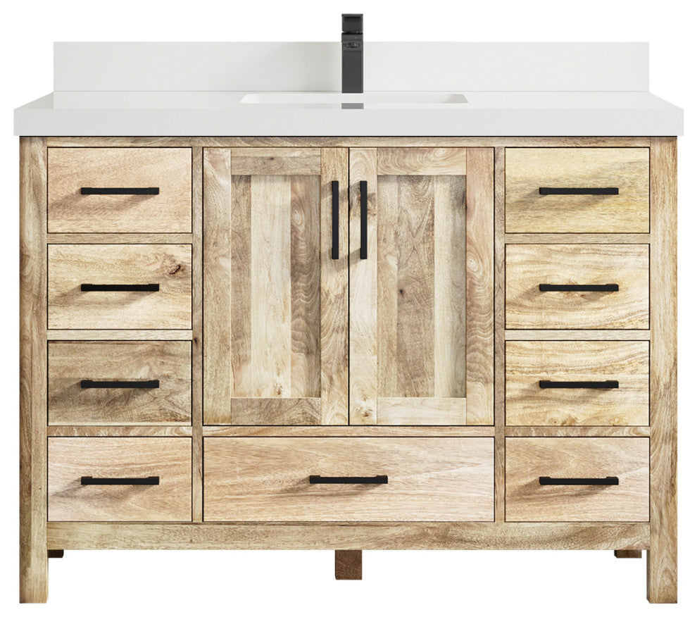 Malibu Mango 48 Single Sink Bath Vanity in White Washed 2" White Quartz