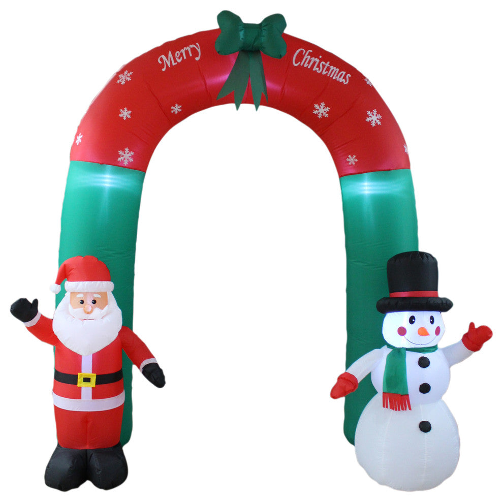 Christmas Inflatable Santa Claus & Snowman Arch Yard Decoration, 8'
