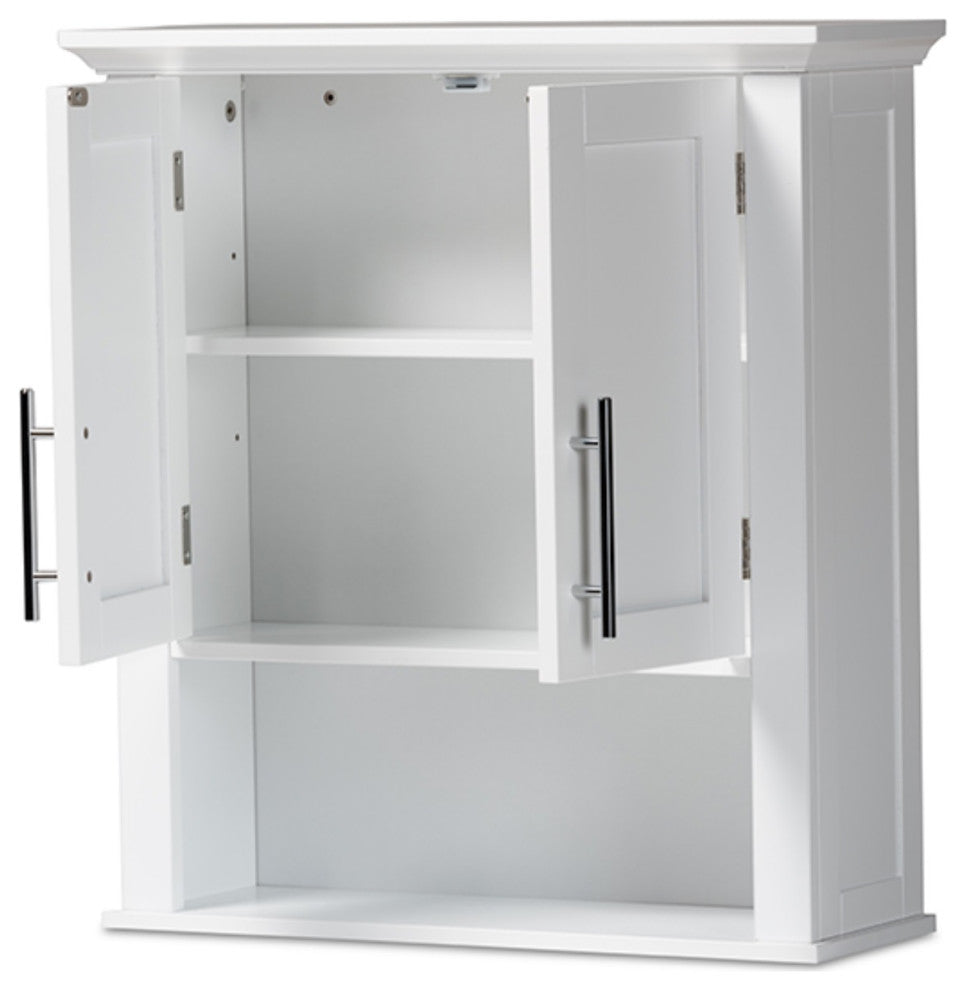 Turner White Finished Wood 2-Door Bathroom Wall Storage Cabinet