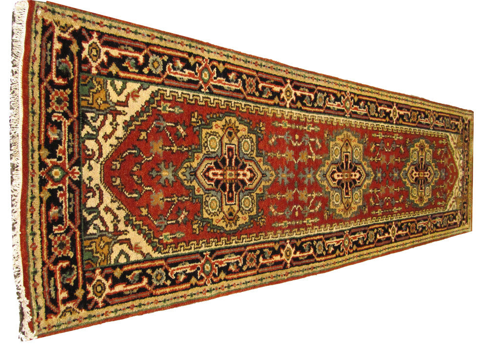 Hand-Knotted Wool Rust Traditional Oriental Serapi Rug, 2'6 X 8'