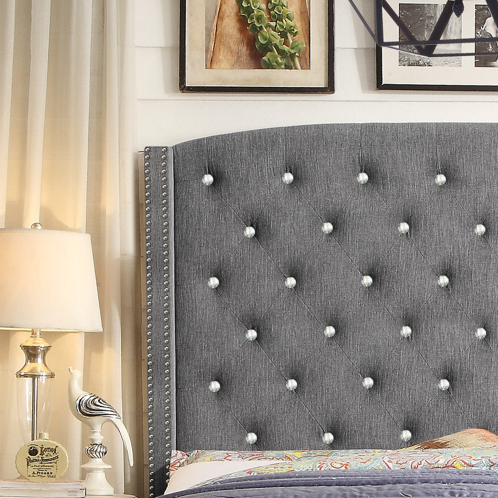 Martins Upholstered Panel Bed, Gray, King