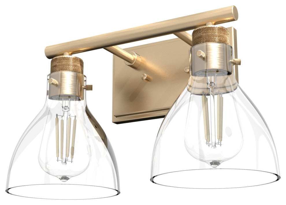 Van Nuys Alturas Gold With Clear Glass 2 Light Vanity Wall
