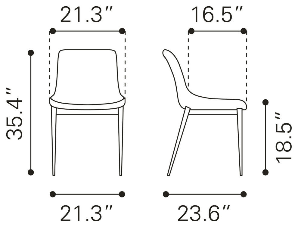 Dining Chair, Set of 2, Faux Vinyl Leather, Steel, White, Walnut, Cafe Bistro