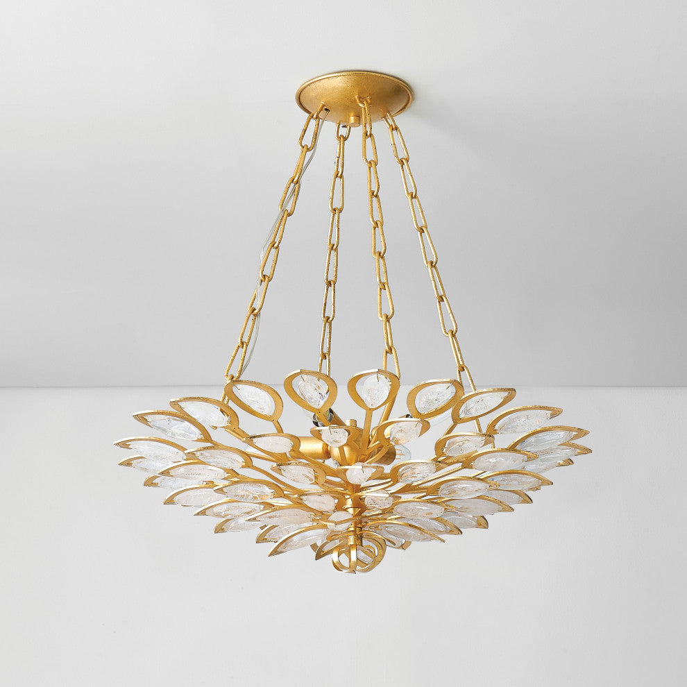 Vittoria 24" Wide 4-Light Gold Leaf Chandelier