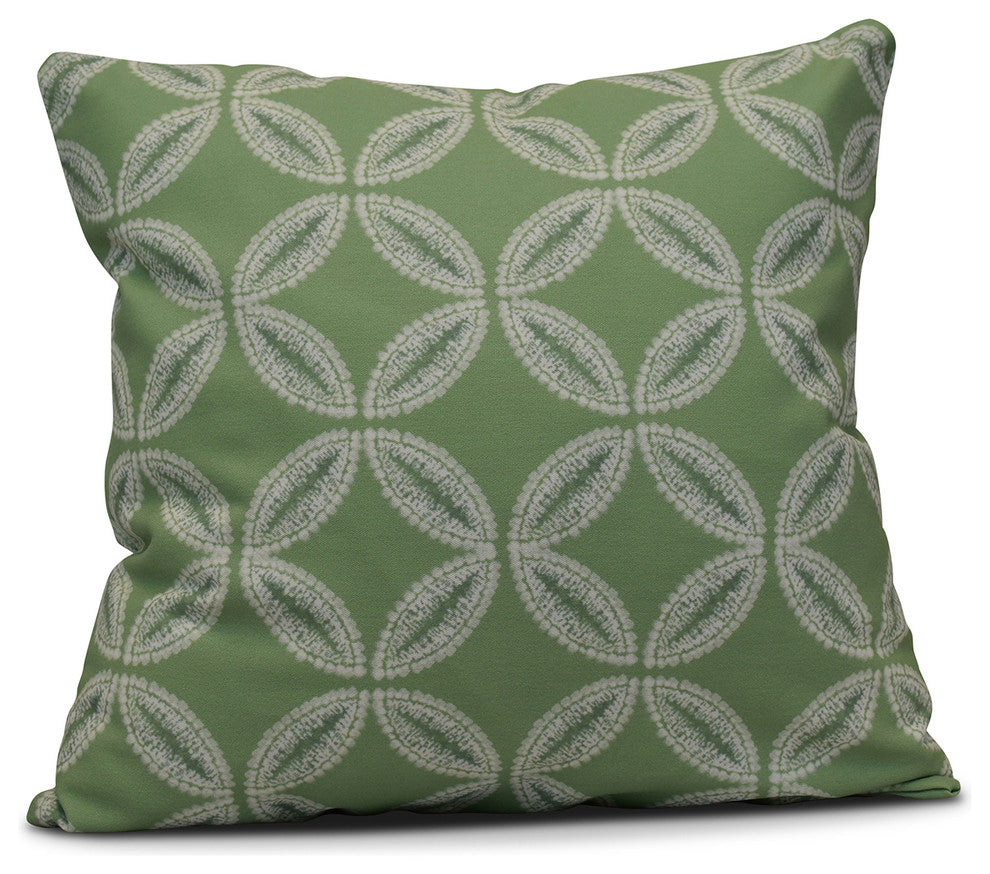 Tidepool, Geometric Print Outdoor Pillow, Green, 18"x18"