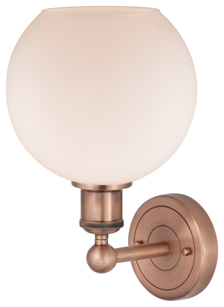 Athens 1-Light 8" Sconce, Antique Copper, Matte White