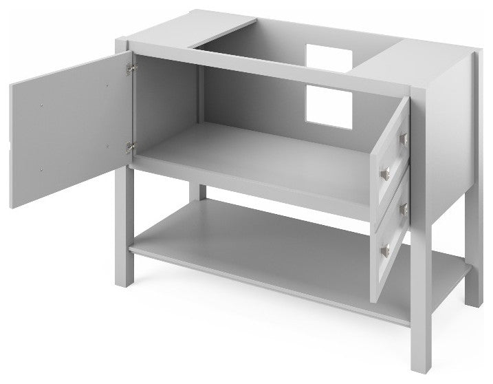 Adler Transitional 48" Grey Vanity, Black Granite Vanity Top
