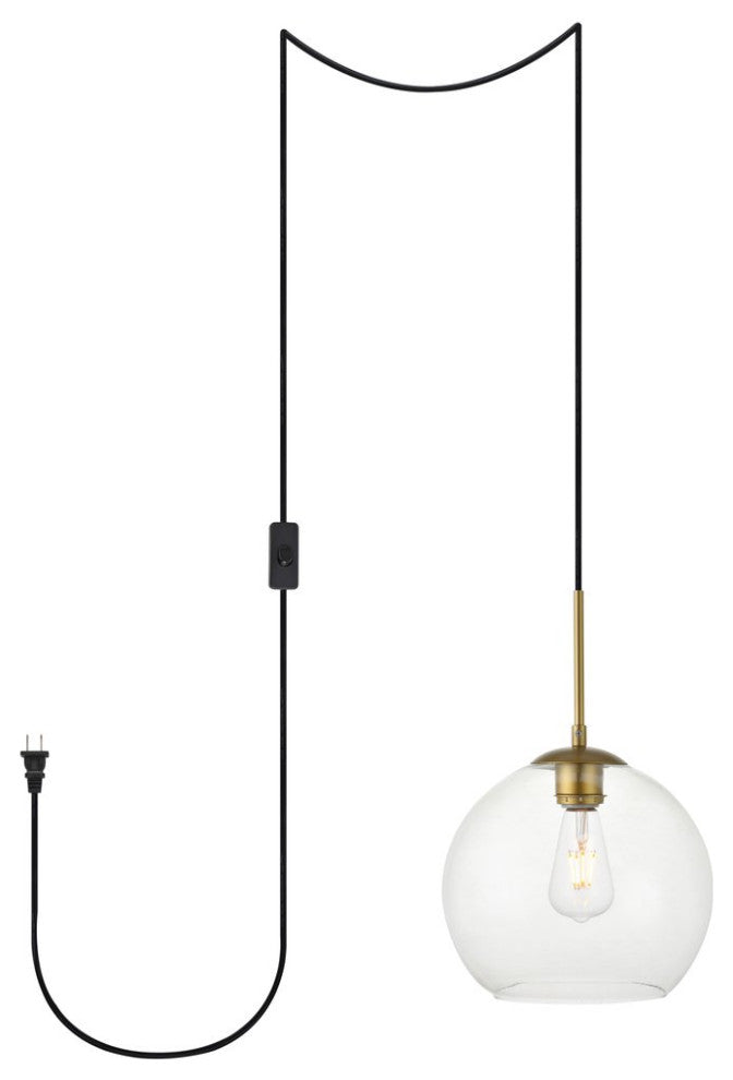 Betty 1-Light Brass Plug-In Pendant With Clear Glass