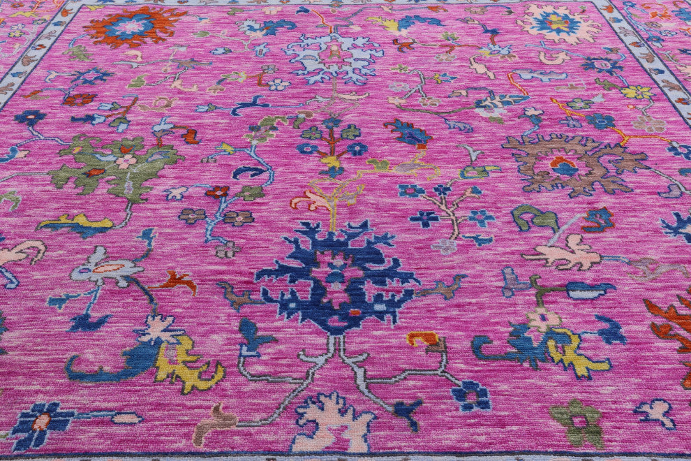 12' Square Hand Knotted Turkish Oushak Wool Rug - Q13547