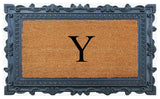 Carson Black/Beige Rubber And Coir 24"x36", Monogrammed Doormat, Y