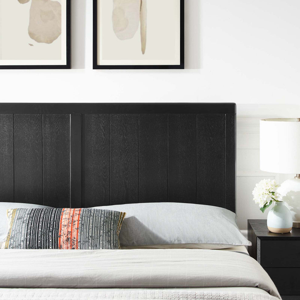 Headboard, King Size, Wood, Black, Modern Mid-Century, Bedroom Master Suite