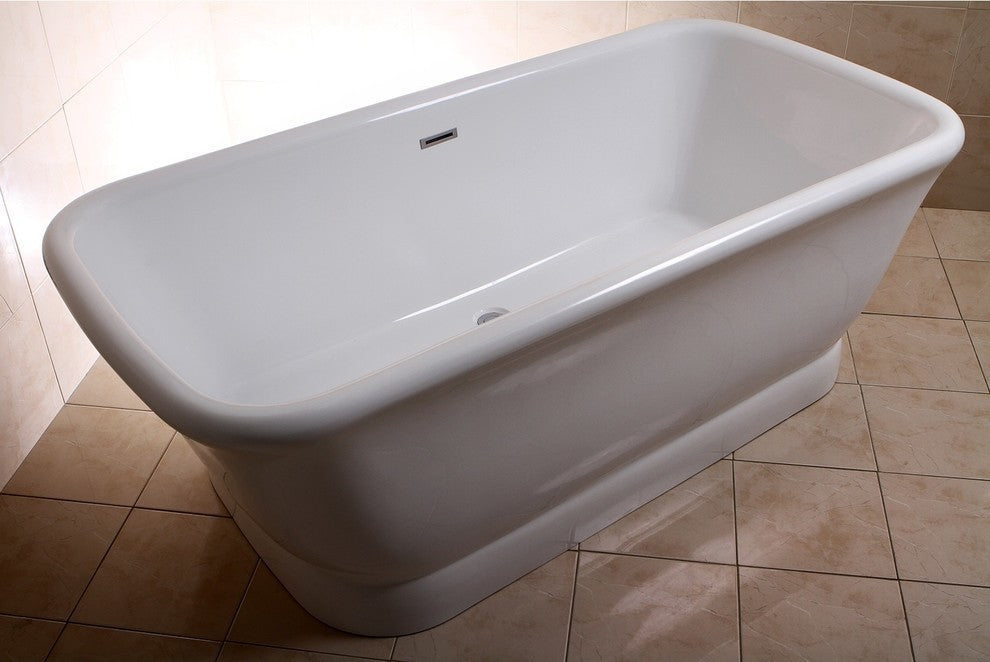 Aqua Eden 71" Acrylic Pedestal Double Ended Tub With Drain, White