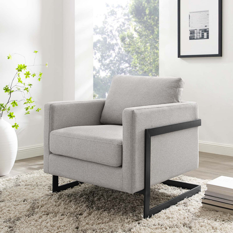 Accent Chair, Fabric, Metal, Black Brown Oatmeal, Modern, Lounge Hospitality