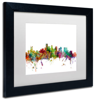"Boston, Massachusetts Skyline" Matted Framed Canvas Art by Michael Tompsett