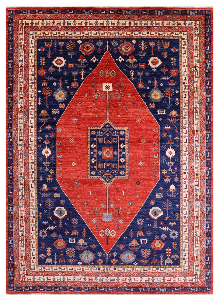 9' 11" X 13' 9" Hand Knotted Persian Fine Serapi Wool Rug - Q12644