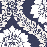 Shades, Damask Geometric Graphic White, Blue Wallpaper Roll