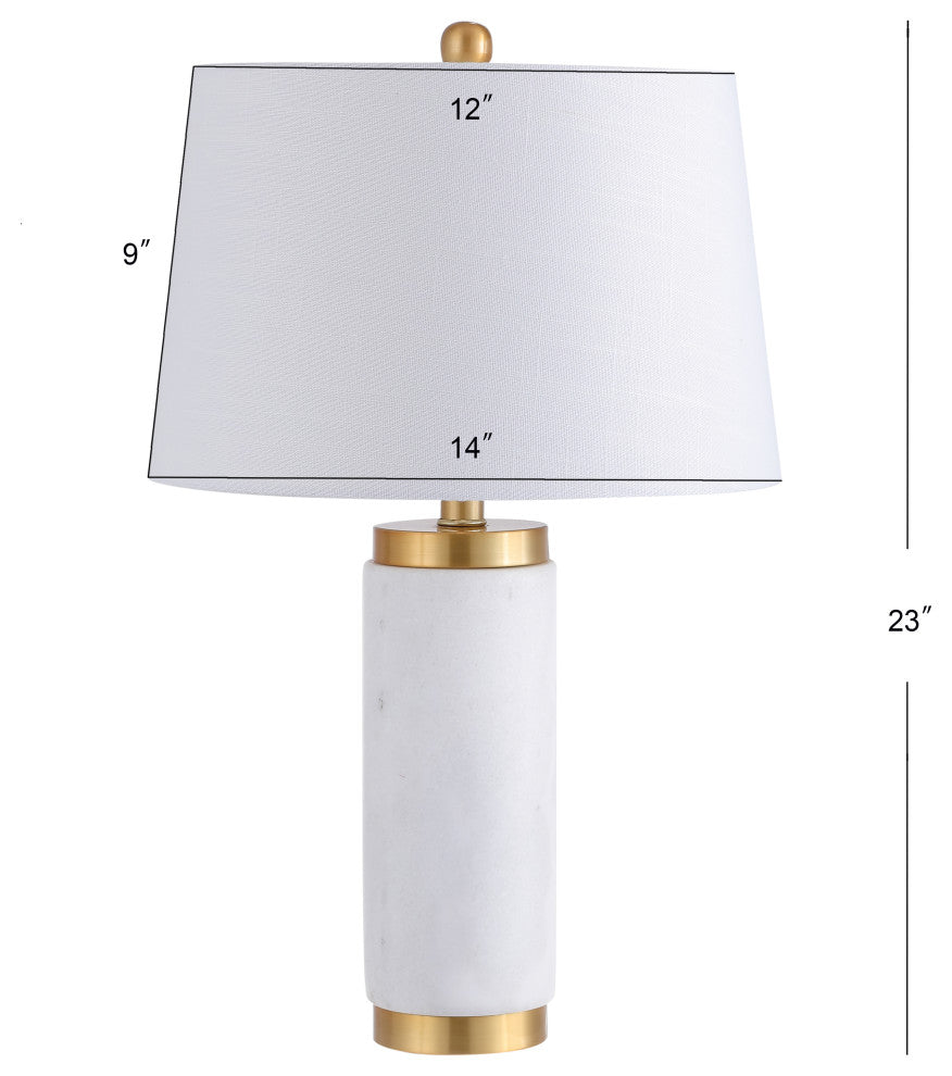 Adams 23" Marble Table Lamp, White and Brass