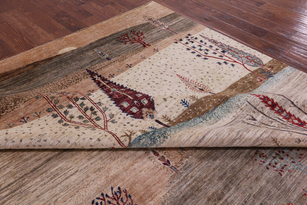 8' 10" X 11' 10" Persian Gabbeh Tribal Handmade Wool Rug Q8104