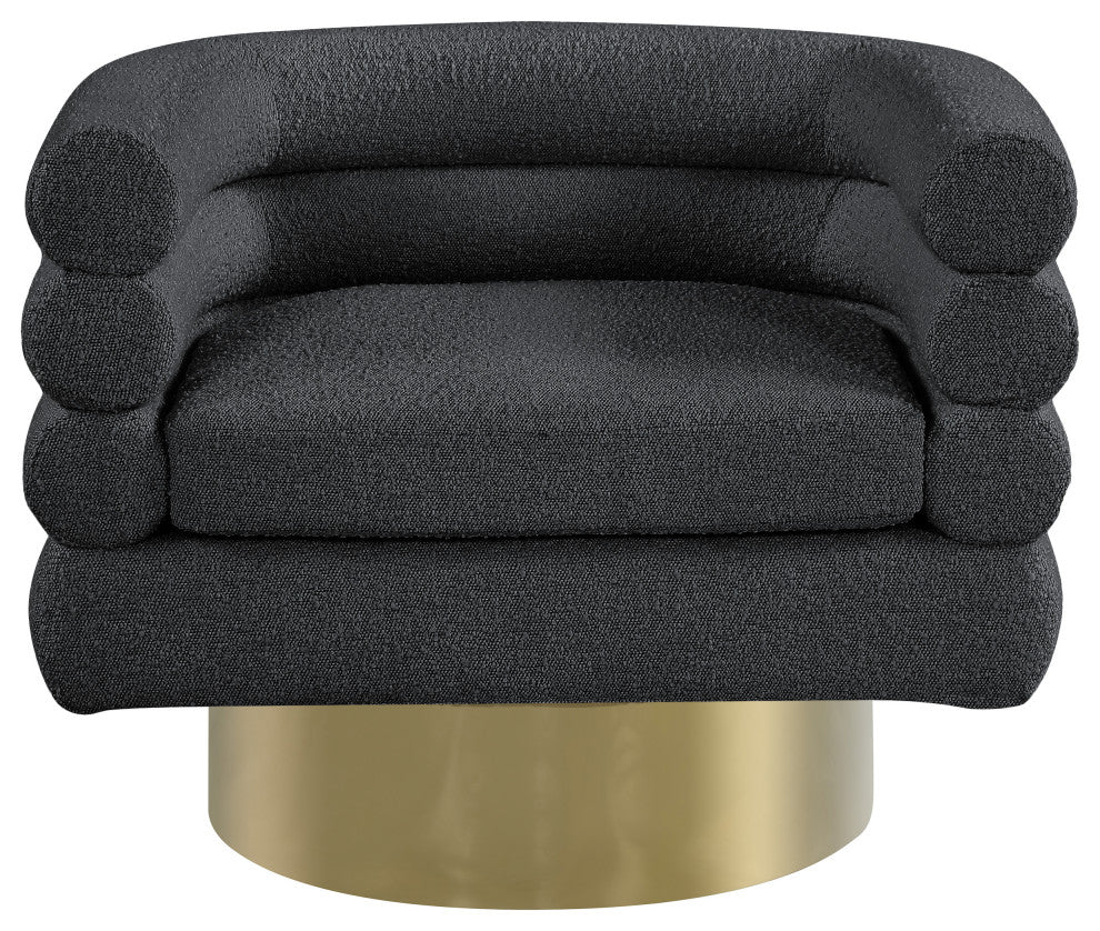 Tessa Boucle Fabric Upholstered Accent Chair, Black