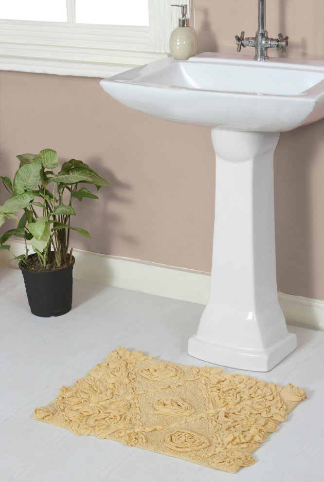 Modesto Bath Rug Bath Rugs Set, 17x24 Rectangle, Yellow