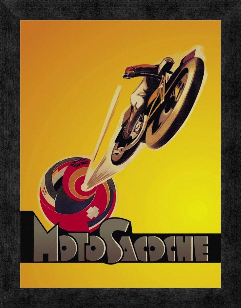 "MotoSacoche" Framed Canvas Giclee, 14"x18"