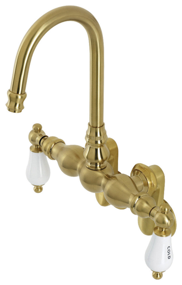 AE85T7 Adjustable Center Wall Mount Tub Faucet, Brushed Brass