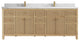 Sonoma 84 Double Sink Bath Vanity in Light Natural Teak with 2" Calacatta Laza