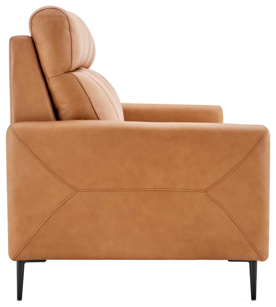 Sofa, Leather, Tan, Modern, Living Lounge Room Hotel Lobby Hospitality