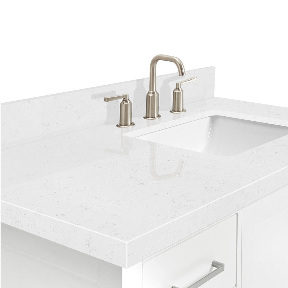 Ariel Cambridge 42" Right  Single Rectangle Sink Vanity, Carrara Quartz