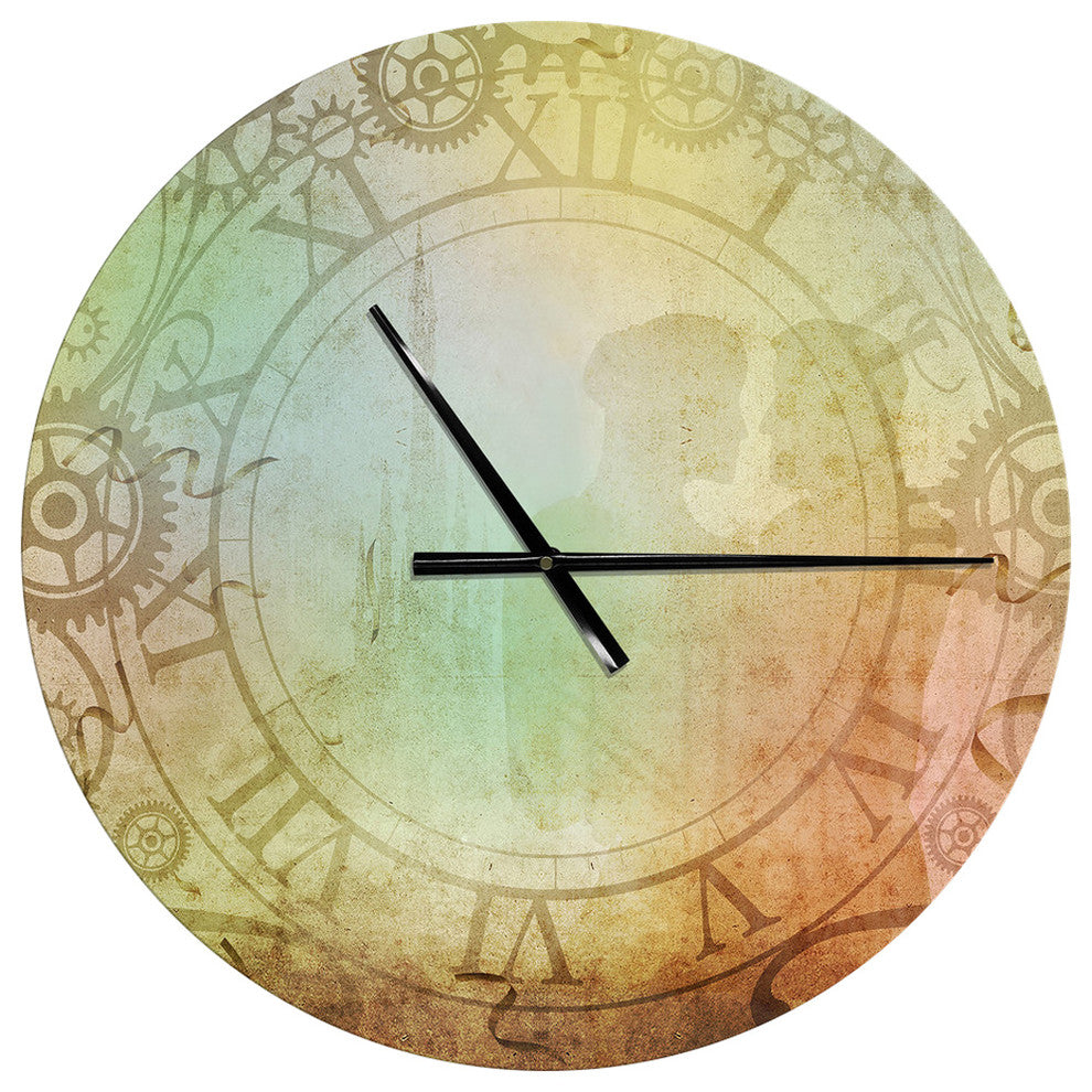 Vintage Antique Style Oversized Contemporary Metal Clock, 23x23