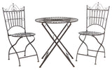 Safavieh Belen Bistro Set, One Table and Two Chairs Black Rust