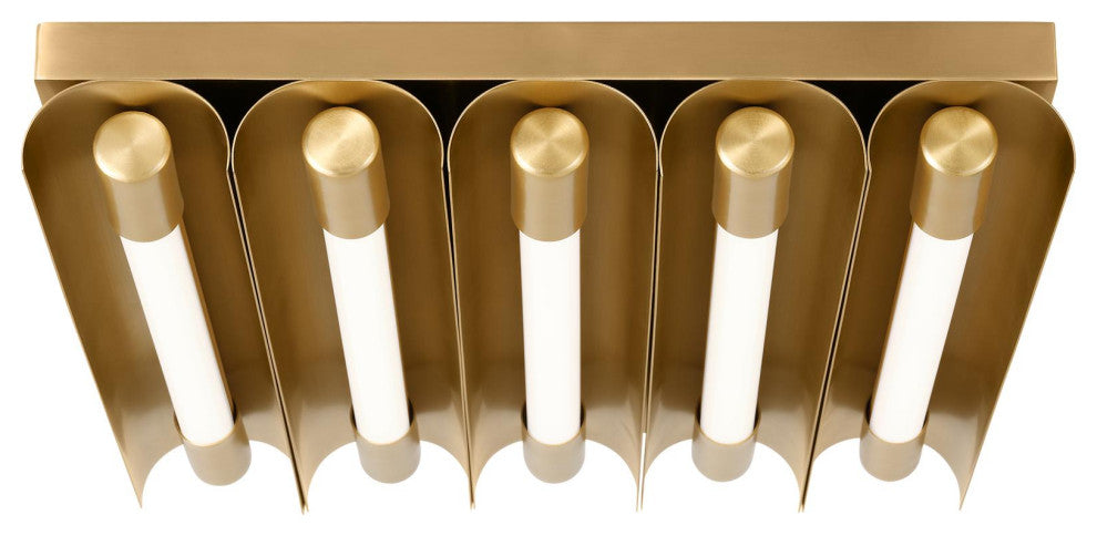 Carson Five Light Flush Mount, Burnished Brass