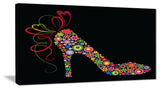 "Colorful Shoe With a Bow" Digital Print on Canvas, 32"x16"