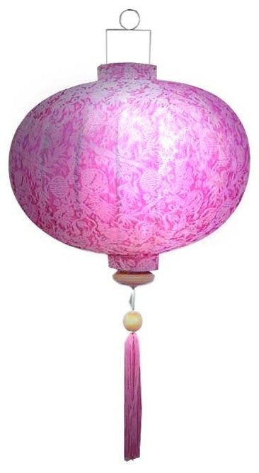 Vietnamese Ball Silk Lantern, Pink, 25", 12' Lighting Kit