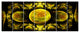 Yellow Exotic Fractal Pattern, Abstract Art on Canvas, 83"x32", 7 Panels