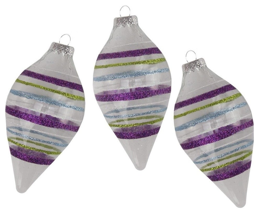 Stripes Finial Christmas Ornaments, Set of 3