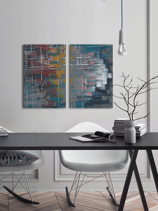 Multi-Color Strokes Diptych, 24"x18"