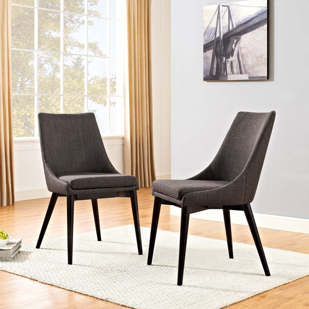 Modern Contemporary Urban Design Kitchen Room Dining Side Chair, Brown, Fabric