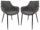 LeisureMod Markley Modern Leather Dining Arm Chair With Metal Legs Set of 2...