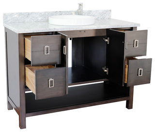 49" Single Vanity, Silvery Brown Finish With White Carrara Top