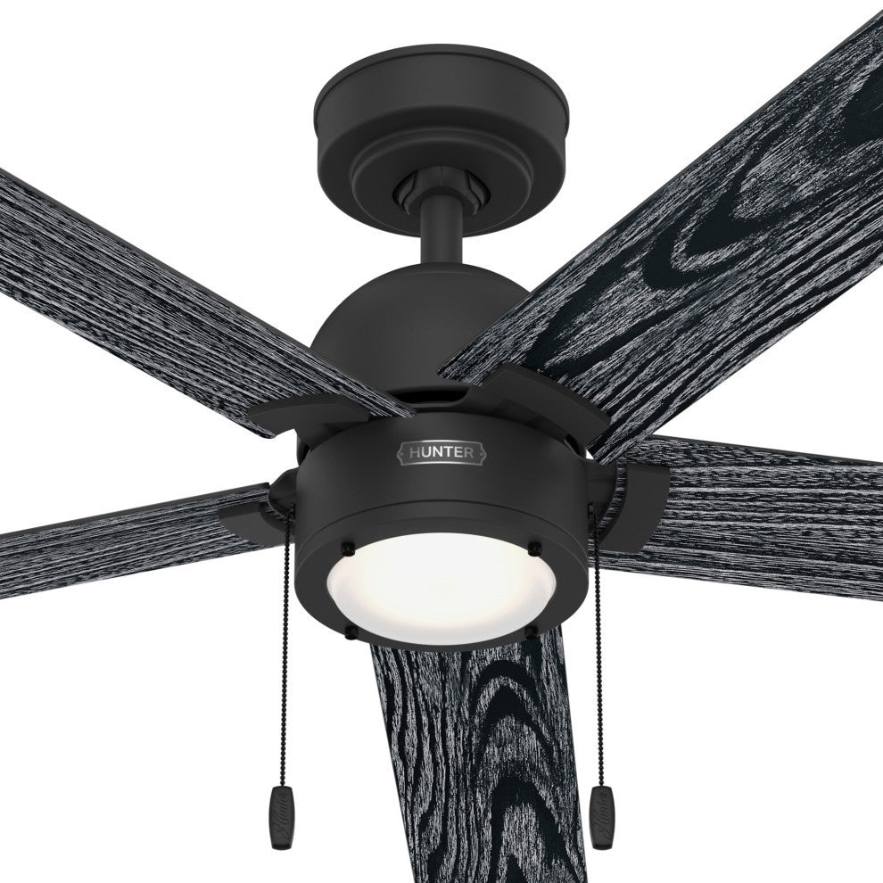 Erling Ceiling Fan, LED Light Kit and Pull Chain, Matte Black, 52"