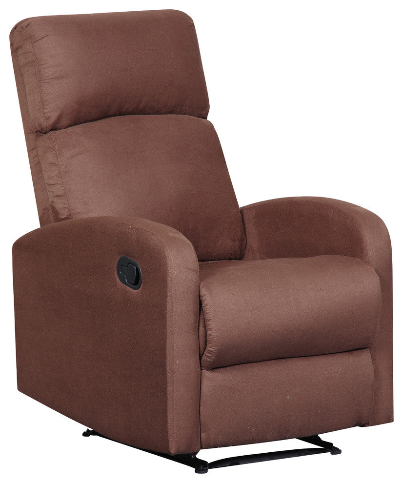 Modern Home Slim Design Microfiber Brown Recliner, Brown