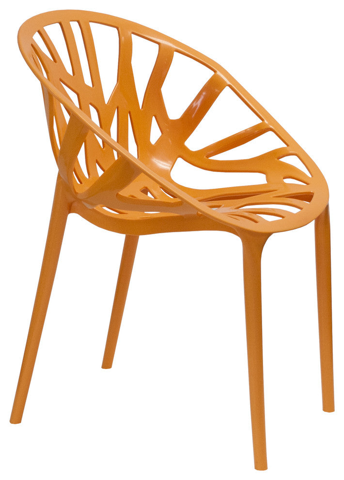Mod Made Branch Modern Plastic Dining Side Chair, Set of 2, Orange