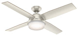 Hunter Fan Company Dempsey Damp Matte Nickel Ceiling Fan With Light/Remote, 52"