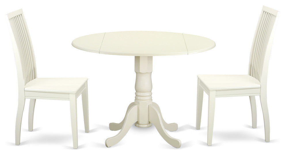 3 Pc Dublin Kitchen Table Set -Dining Table And 2 Wood Seat Kitchen Chairs