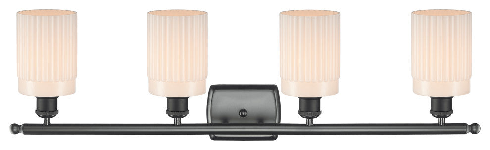 Hadley 3-Light Bath Vanity-Light, Matte Black, Matte White